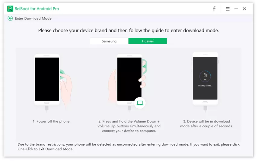 huawei enter download mode on tenorshare reiboot for android - guide