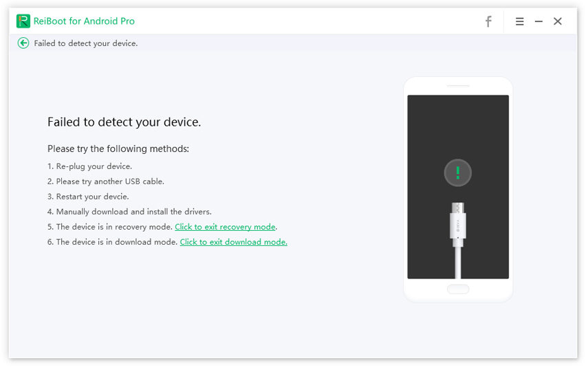 devices can't be detected under download mode on tenorshare reiboot for android tool