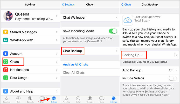 auto backup whatsapp chat zu gmail