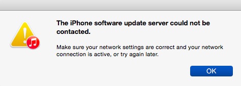 the iphone software update server could not be contacted