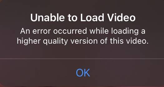 unable to load video iphone