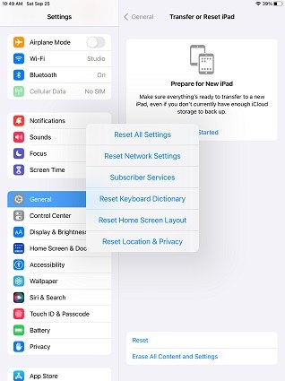 reset ipados 15