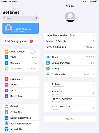sign out apple id