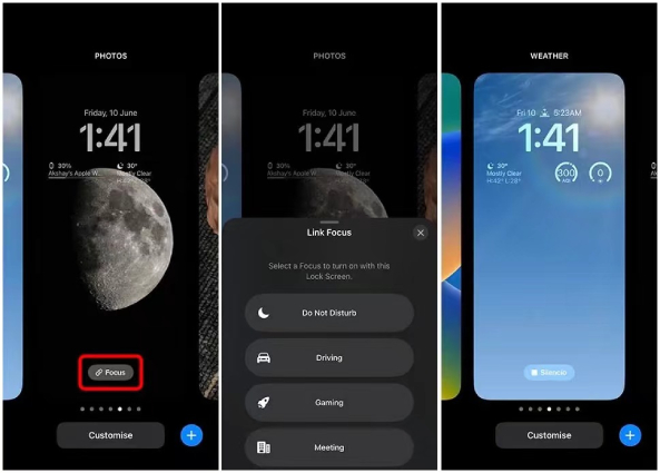 link focus mode to iphone lock screen with ios 16
