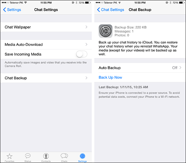 sichern whatsapp chats auf iPhone