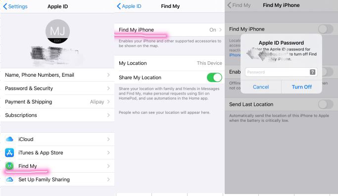 deaktivieren mein iPhone suchen, bevor ios 14 downgraden