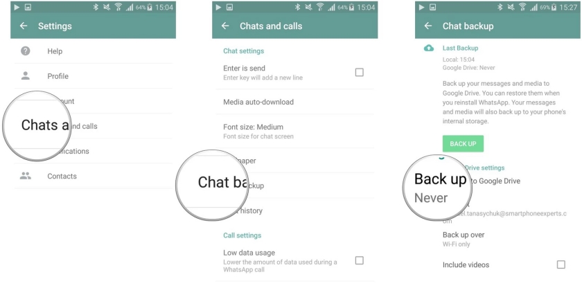 sichern whatsapp chats auf android
