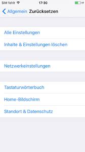 zuruecksetzen einstellung