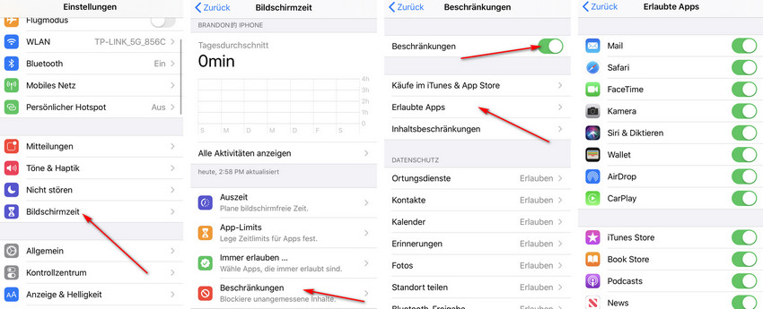 iphone apps beschränkungen deaktivieren