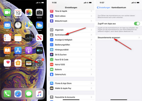 ios 13 Steuerelemente anpassen