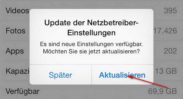 iphone netztreiber einstellungen update