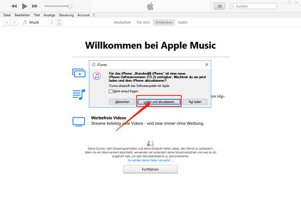 iphone iOS 17 update durch verbindung mit itunes