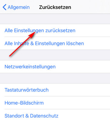 iphone alle Einstellungen zurücksetzen