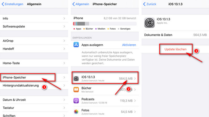 ios 13 update löschen