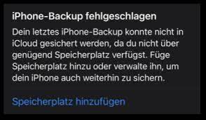 iphone backup fehlschlagen