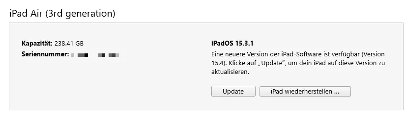 ipad mit itunes wiederherstellung