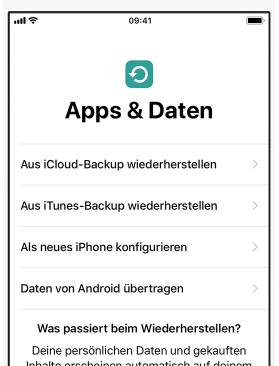 auf „daten von android übertragen“ tippen