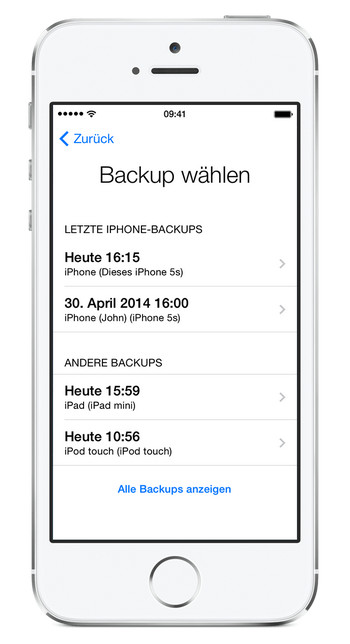 backup waehlen