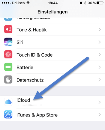 icloud auf dem iphone tippen