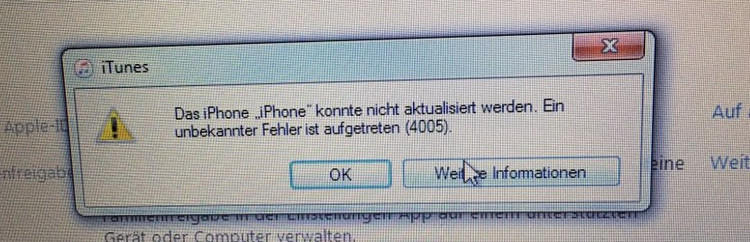 iphone wiederherstellen fehler 4005