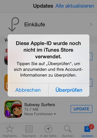 this apple id has not been used in the itunes store