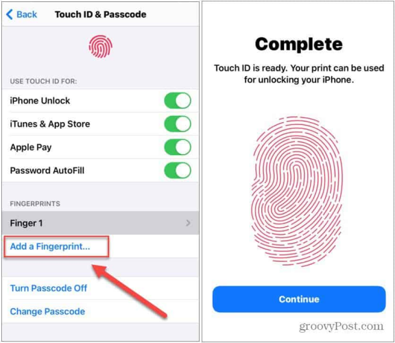 Neuer Touch ID hinzufügen