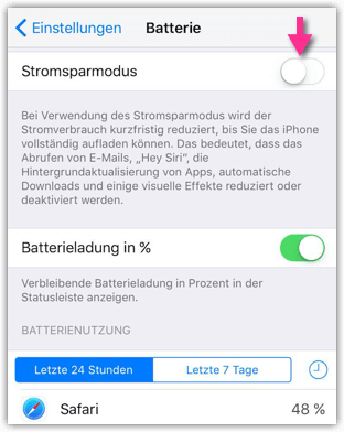 iphone tromsparmodus ktivieren