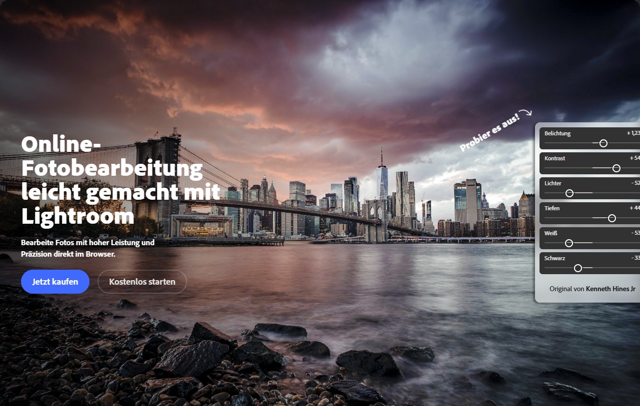 Startseite von Adobe Lightroom – offizielle Website