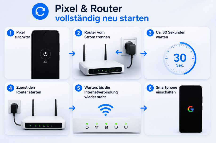 Pixel und Router vollständig neu starten