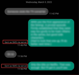 sent as sms server mean