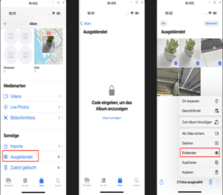 iOS 16 unhide photos
