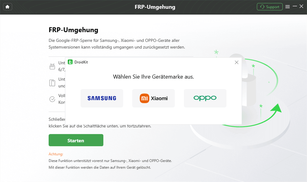 droidkit frp umgehung starten neu