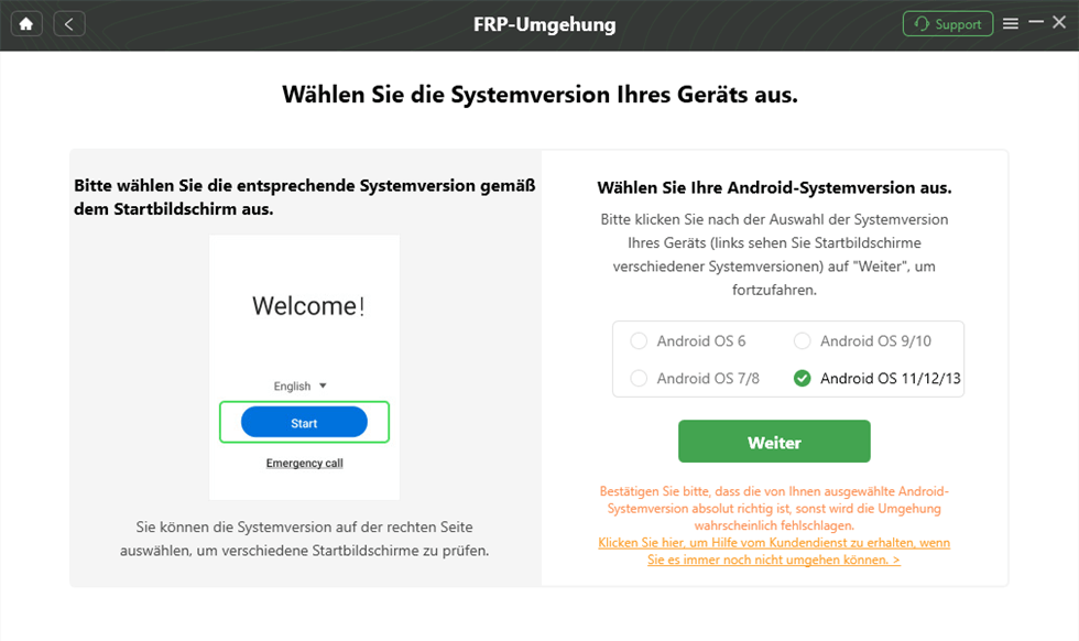 droidkit frp umgehung systemversion auswaehlen