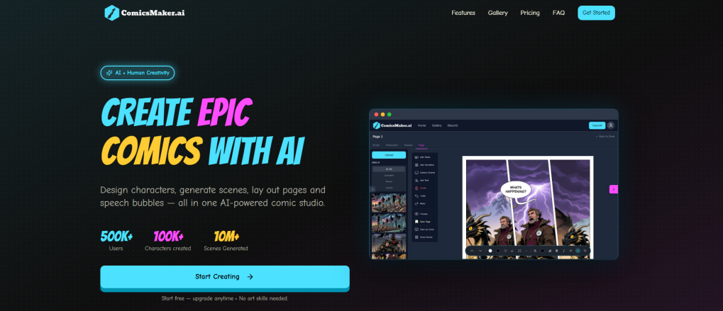 Comics Maker AI KI Comic Generator mit Panel Layouts und Sprechblasen