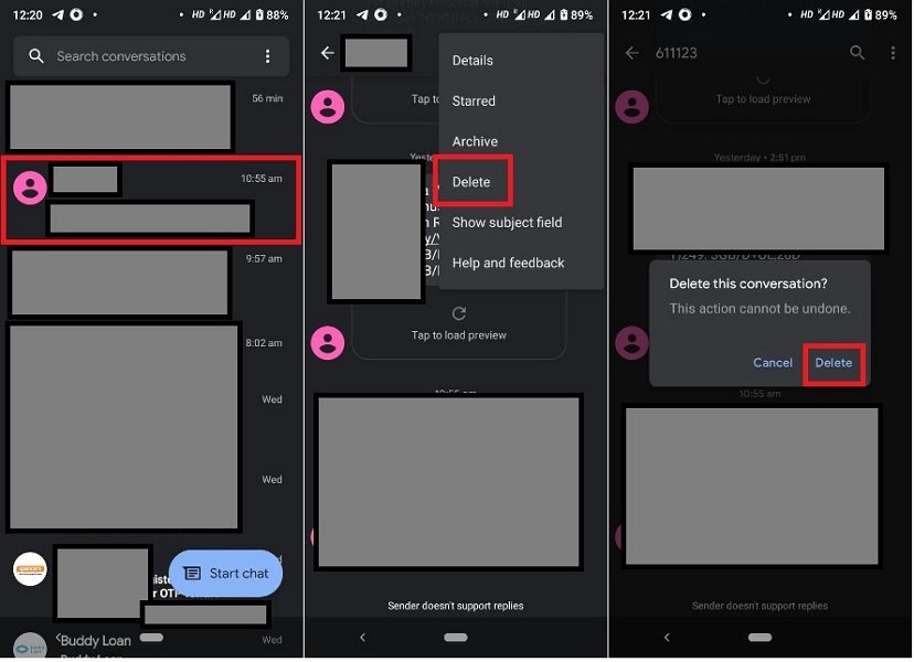android not receiving texts from one person