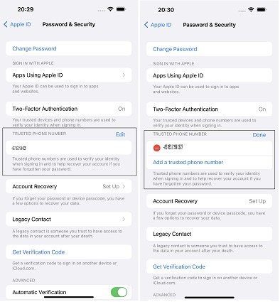 Apple-ID Handynummer andern