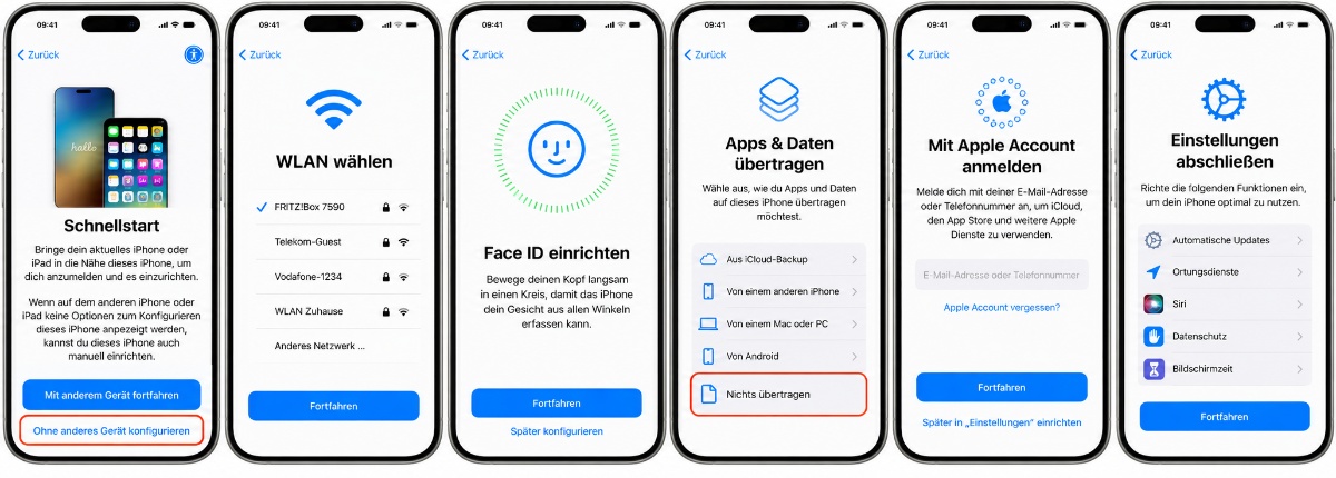 iPhone 18 als neues Gerät einrichten ohne Datenübertragung