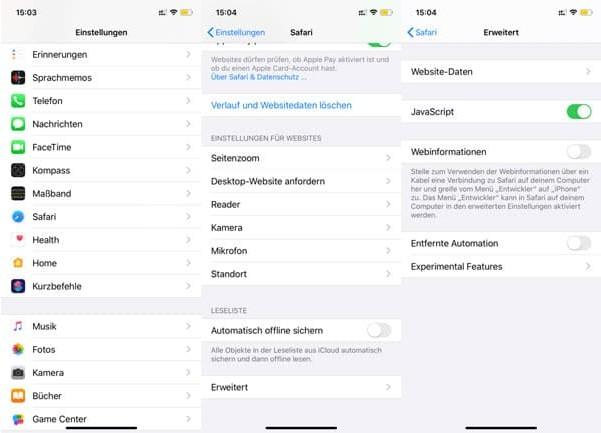 Safari Websitedaten und Cache unter iOS 27 löschen