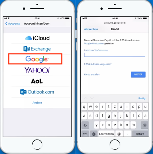 iPhone Gmail-Konto hinzufügen