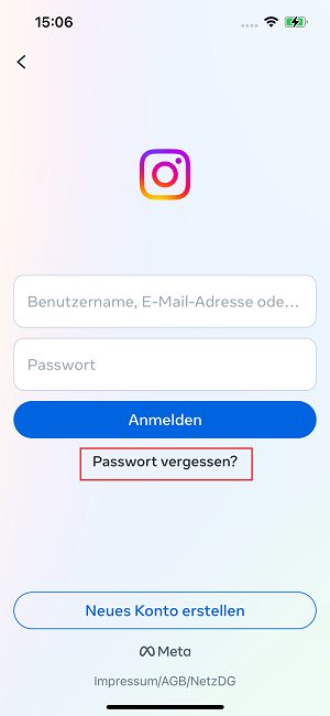 instagram passwort vergessen