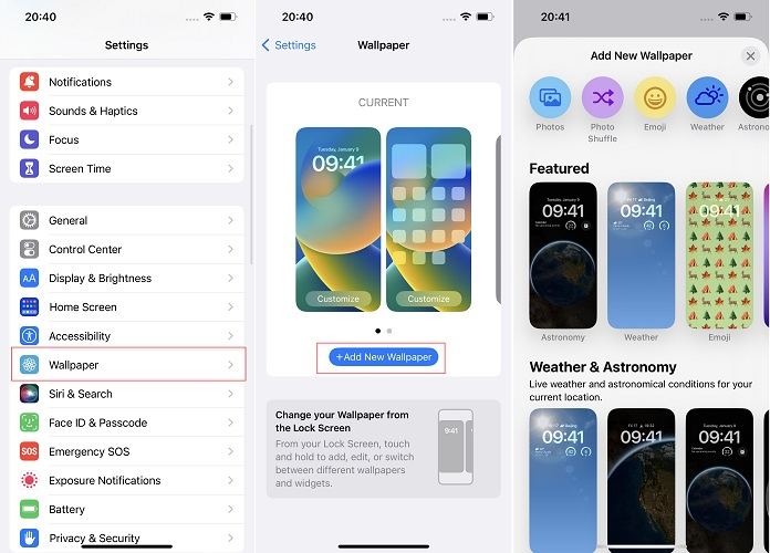 access ios 17 wallpapers