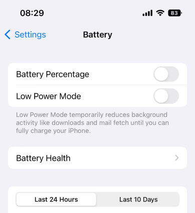 disable low power mode