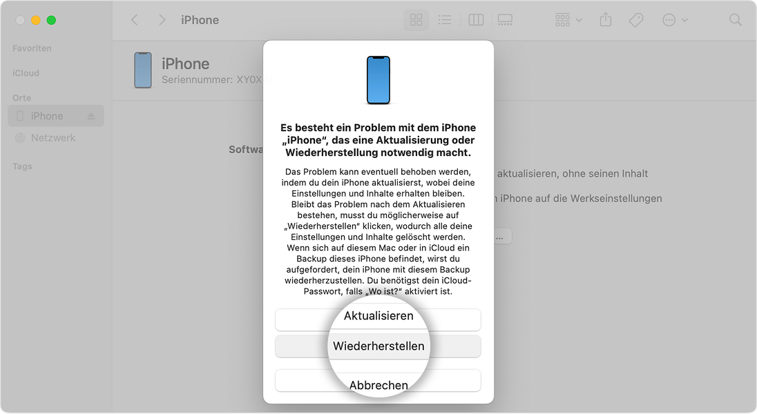 iphone code vergessen