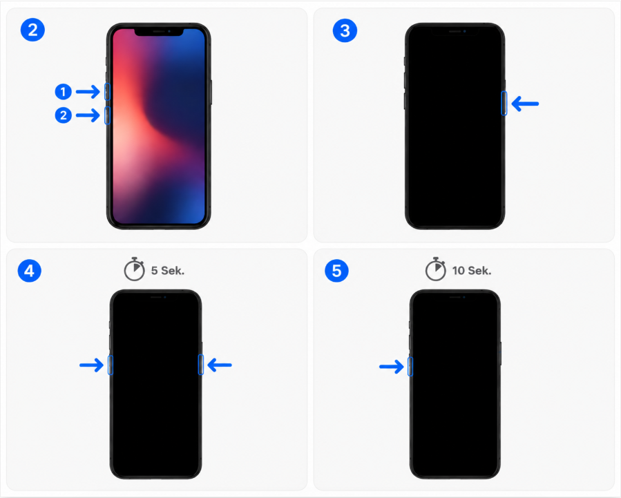 iPhone 8 und neuer im DFU-Modus auf Werkseinstellungen zurücksetzen