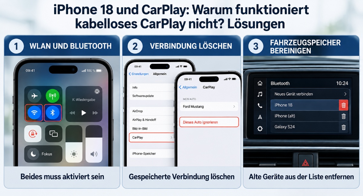 iPhone 18 kabelloses CarPlay funktioniert nicht