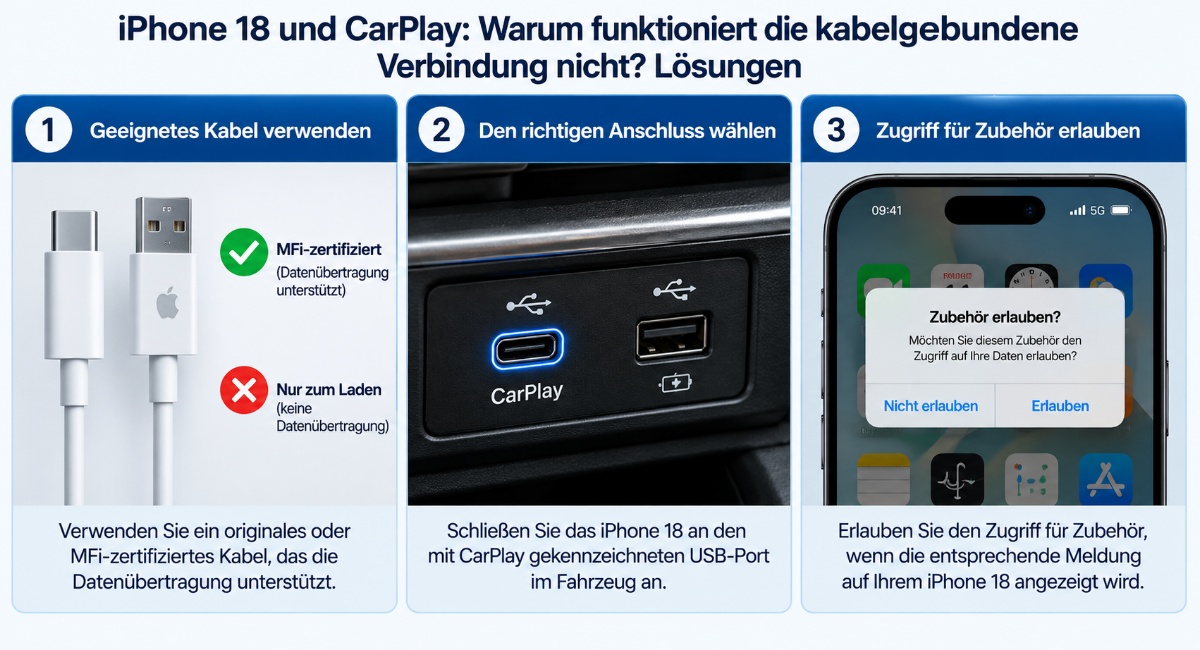 iPhone 18 CarPlay funktioniert nicht über USB