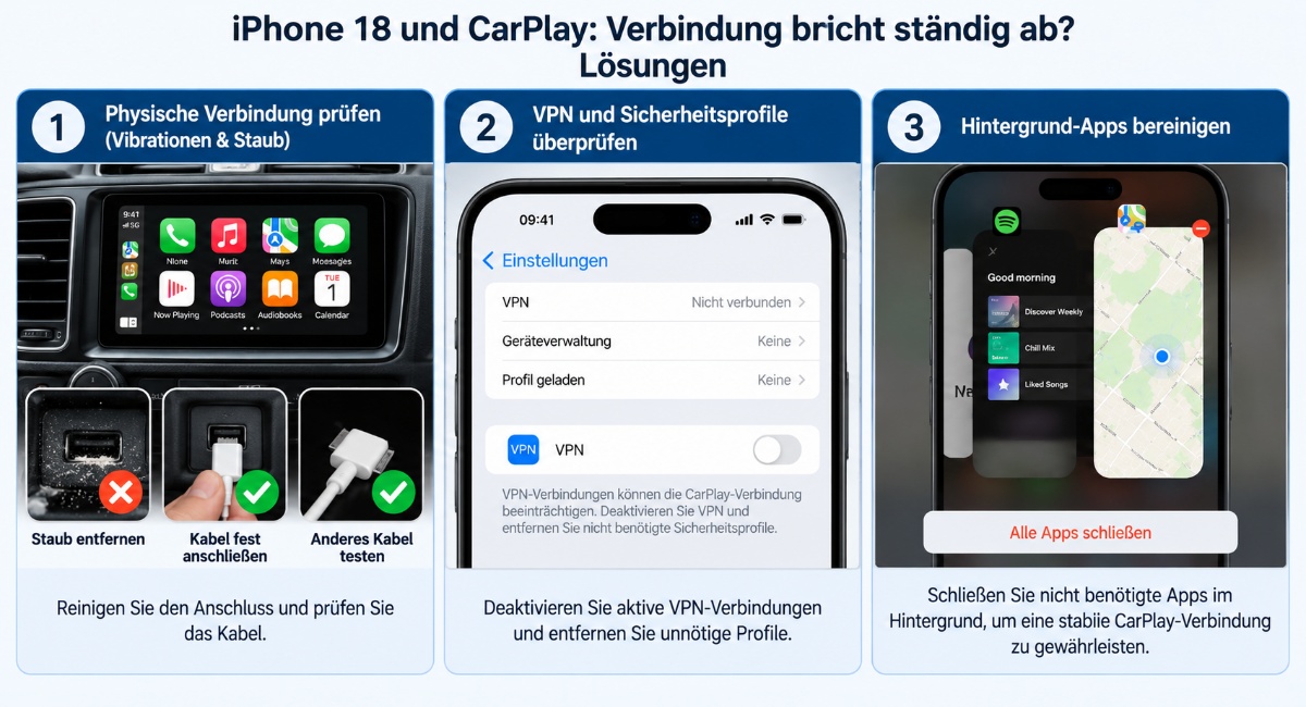 iPhone 18 CarPlay Verbindung bricht ab