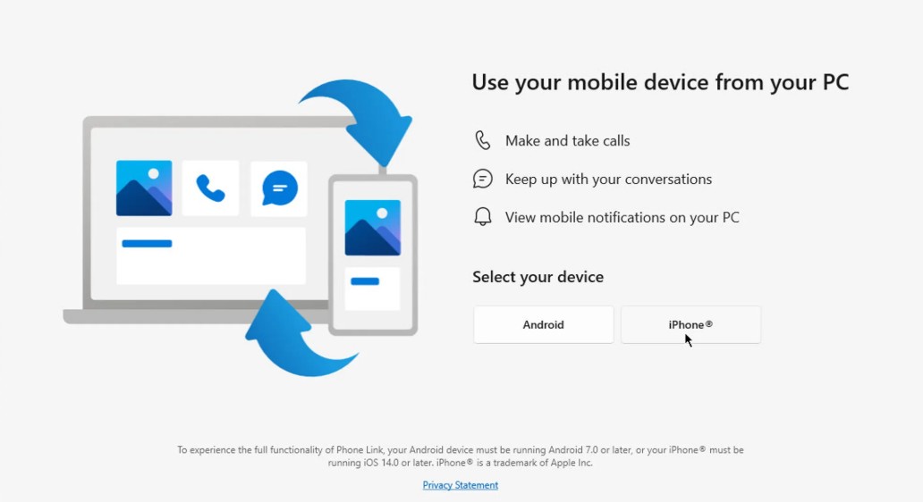 iPhone mit Windows PC per Phone Link verbinden