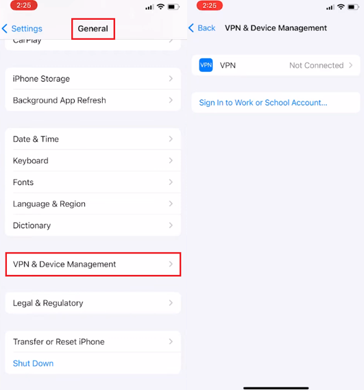Entfernte Verwaltung auf dem iPhone finden VPN und Geräteverwaltung Einstellungen