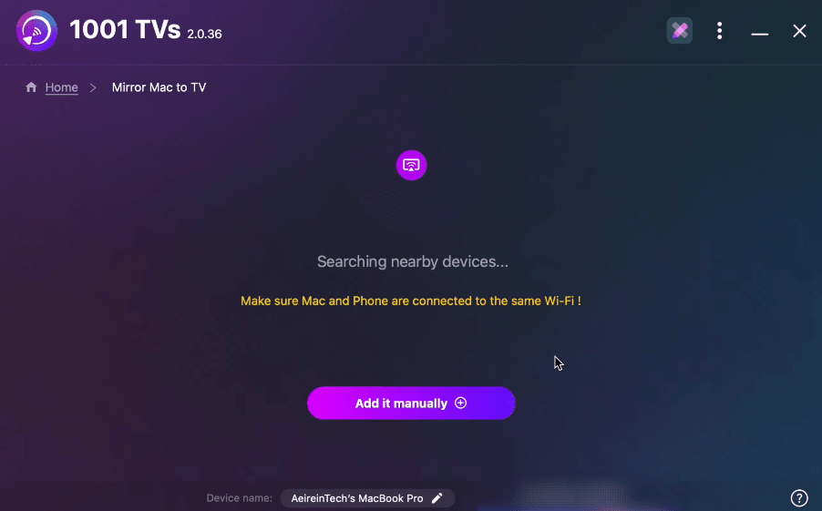 1001tv screen mirroring